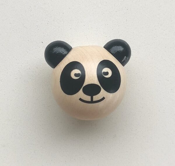 testa panda 3D legno naturale e nero