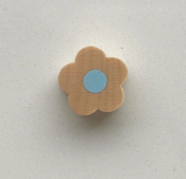 Perlina piccolo fiore azzurro baby e legno